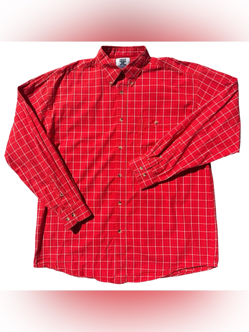 Twenty X Performance XL Red Plaid Western Shirt 100% Cotton L/S Button Down